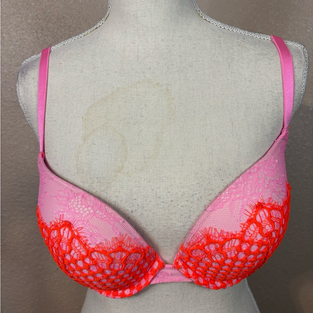 Very Sexy Push-Up Pink and Red Lace Bra